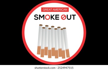 Great American Smokeout is an annual intervention event on the third Thursday of November by the American Cancer Society. Poster, card, banner,and background. easy to modify.