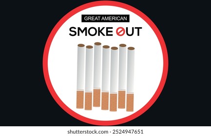 Great American Smokeout is an annual intervention event on the third Thursday of November by the American Cancer Society. Poster, card, banner,and background. easy to modify.