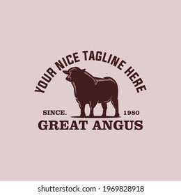 great angus bull logo, silhouette of big bull vector illustrations