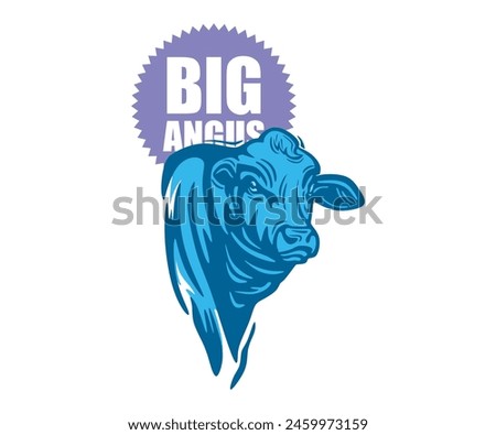 GREAT ANGUS CATTLE HEAD LOGO, silhouette of strong cow head vector illustrations