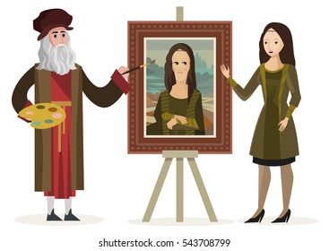 great artist painting a framed portrait with a live model