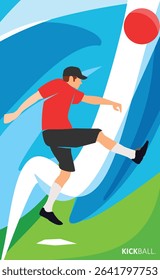 Great attractive editable and memorable kickball illustration for competition and tournament event	