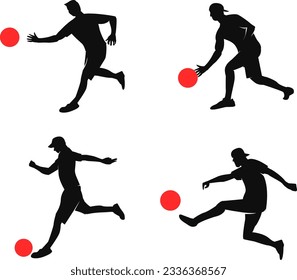 Great attractive Kickball player silhouette in action	