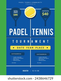 : Gran atractivo simple y memorable póster de pádel de tenis para la competición y torneo evento