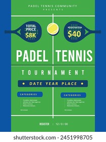 Gran atractivo simple y memorable póster de pádel de tenis para su competencia y evento de torneo