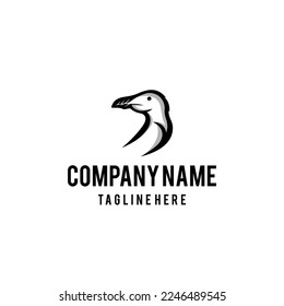 Great Auk bird logo design icon. Great Auk design inspiration.
Auk logo design template. Bird animal symbol logotype.
Great auk symbol silhouette.Animal line art logo