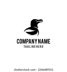 Great Auk bird logo design icon. Great Auk design inspiration.
Auk logo design template. Bird animal symbol logotype.
Great auk symbol silhouette.Animal line art logo