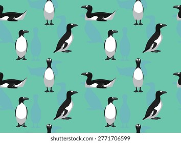 Great Auk Bird Seamless Background Wallpaper Pattern