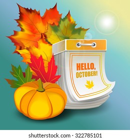 Great autumn october design in form of tear-off calendar