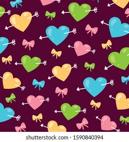Great for baby announcement, Valentine's Day, Mother's Day, Easter, wedding, scrapbook, gift wrapping paper, textiles. Vector love hearts and arrows. Perfect for fabric, wallpaper.