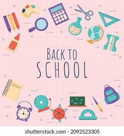 gran tarjeta de vuelta a la escuela con herramientas