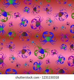 Great background crab multicolored pattern seamless.