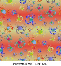 Great background crab multicolored pattern seamless.