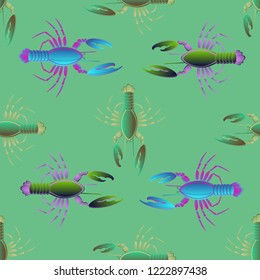Great background multicolored pattern seamless lobster.