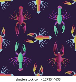 Great background multicolored pattern seamless lobster.