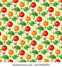 Great background  pattern with colored fruits in flat design