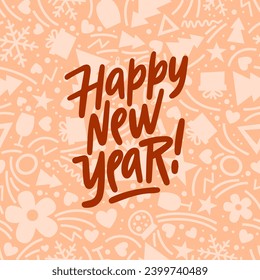 Excelente entorno para un tema de invierno o Navidad. con la inscripción ¡Feliz Año Nuevo!