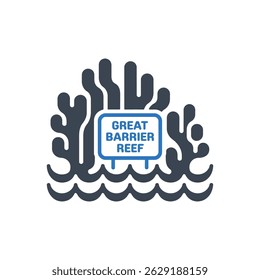 Great Barrier Reef Icon Isolated On White Background