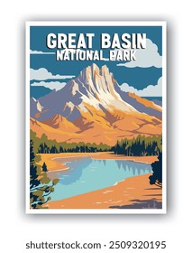 Great Basin, National Park Illustration Art. Travel Poster Wall Art. Minimalist Vector art
