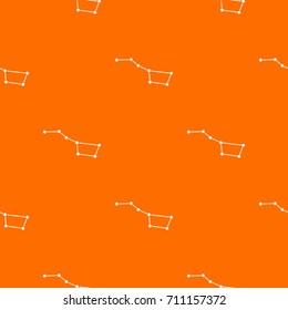 The Great Bear constellation pattern repeat seamless in orange color for any design. Vector geometric illustration