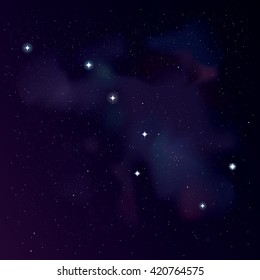 The Great Bear constellation. Star background with Big Dipper constellation. Starry wallpaper. Illustration of Ursa Major constellation for your project. Stock vector.