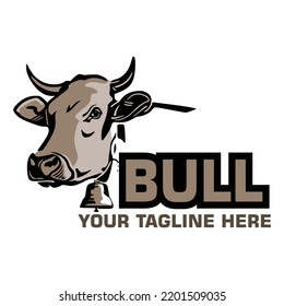 GREAT BIG BULL LOGO, silhouette of brave cattle head vector illustrations