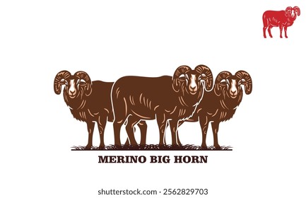 great big horn ram standing logo, silhouette of healthy and strong goat vector illustrations