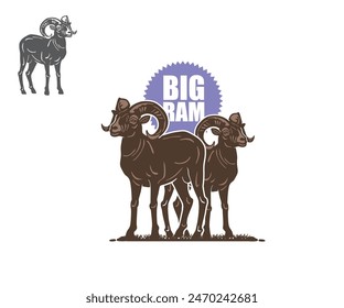 GREAT BIG RAM STANDING LOGO, silhouette of elegant goat vector illustrations