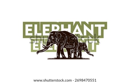 great big wild elephant walking logo, silhouette of strong giant animal vector illustrations
