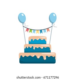 Great birthday cake topper for a birthday. Vector image of a Happy Birthday cake isolated on white background
