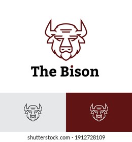 Great Bison Head Monoline Style Modern Logo