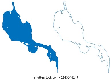 Great Bitter Lake and Lesser Bitter Lakes (Africa, Arab Republic of Egypt, Suez canal) map vector illustration, scribble sketch al-Buhayrat al-Murrah, Small map