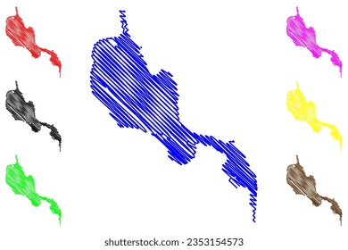 Great Bitter Lake and Lesser Bitter Lakes (Africa, Arab Republic of Egypt, Suez canal) map vector illustration, scribble sketch al-Buhayrat al-Murrah map