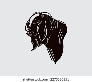 GREAT BLACK BOER FACE LOGO, silhouette of strong ram head vector illustrations' 