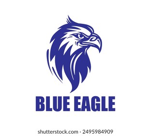 Gran logotipo de la cabeza del águila azul, silueta de Ilustraciones vectoriales fuertes de la cara del halcón