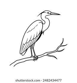 Großer blauer Reiher Vogel Vektorgrafik Linie Kunst Illustration Symbol Logo