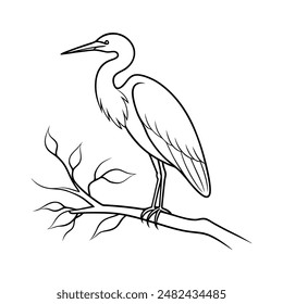Great blue heron bird  vector line art illustration icon logo