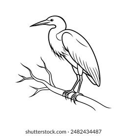 Great blue heron bird  vector line art illustration icon logo