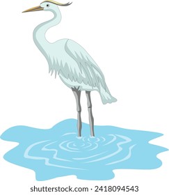 A great blue heron standing still in water