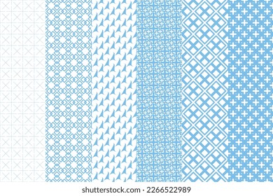 Great blue set of pattern, seamless background. Can be used for wallpaper, fabric, web page background, surface textures. 