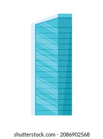 great blue skyscraper over white