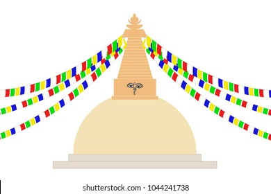 The Great Boudhanath Stupa in Kathmandu, Nepal. isolated vector on white background