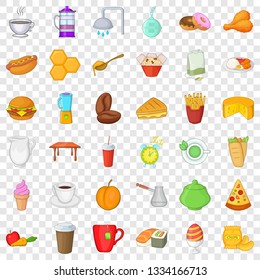 Great breakfast icons set. Cartoon style of 36 great breakfast vector icons for web for any design