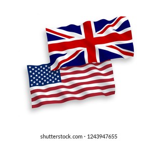 Great Britain and American flags isolated on white background. Vector illustration of the United Kingdom und USA flags waving