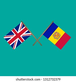 Great Britain and Andorra crossed flags.international business concept. Language learning