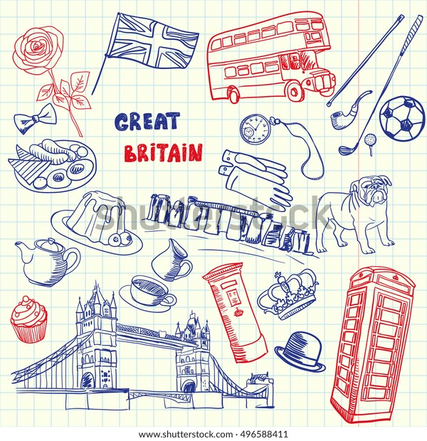 Great Britain Associated Symbols English National Stock Vector (Royalty ...