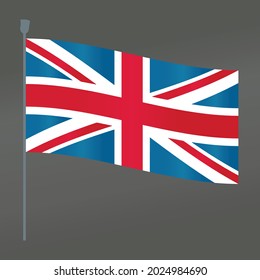 Great Britain British flag and pole symbol flat vector with gradient color