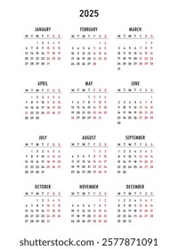 Great Britain calendar 2025 with british holidays. Four day work week, off on Friday, Saturday and Sunday. Week start on Monday. 