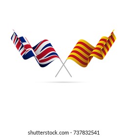 Great Britain and Catalonia flags. Vector illustration.