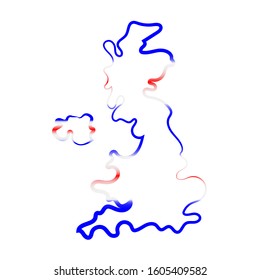 Great britain coloring the contour map. Vector background. Outline